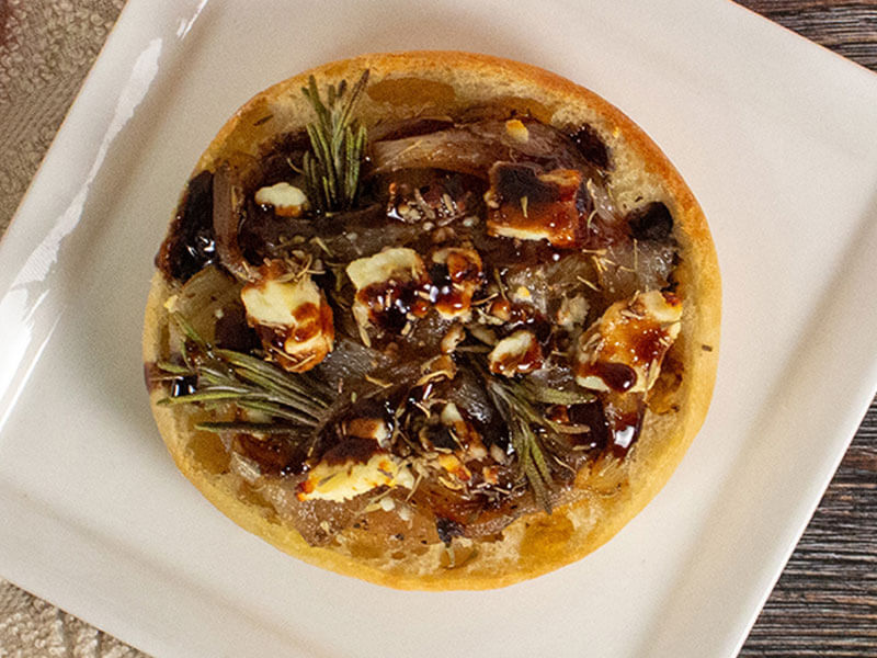 bays topped with white chunks and a glaze