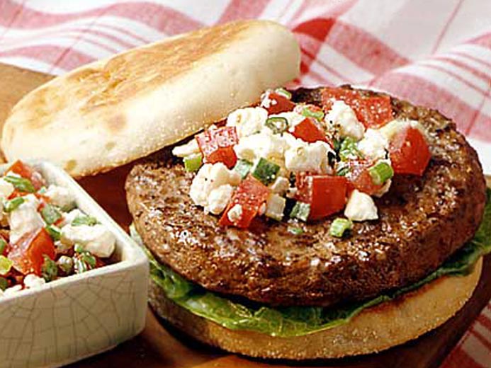 BEEF PATTY WITH GREEK SALSA ON TOP